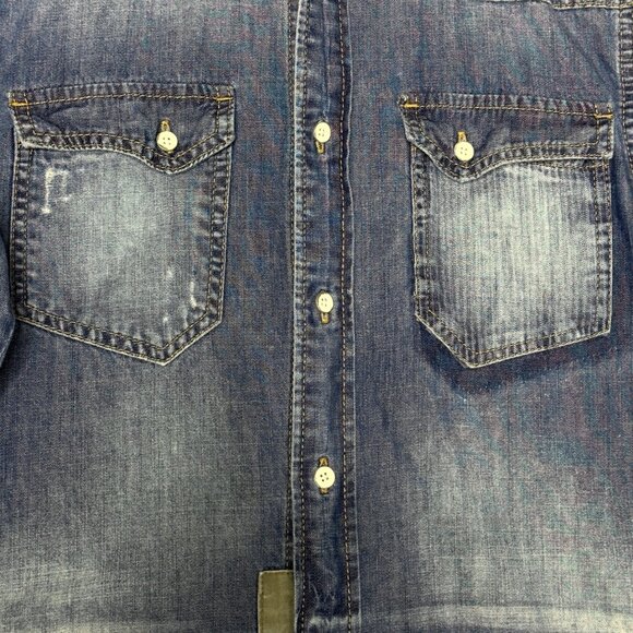 ZARA Denim Shirt 1975 Collection Long Sleeve Button-Down Chest Pockets Size S - Picture 9 of 11